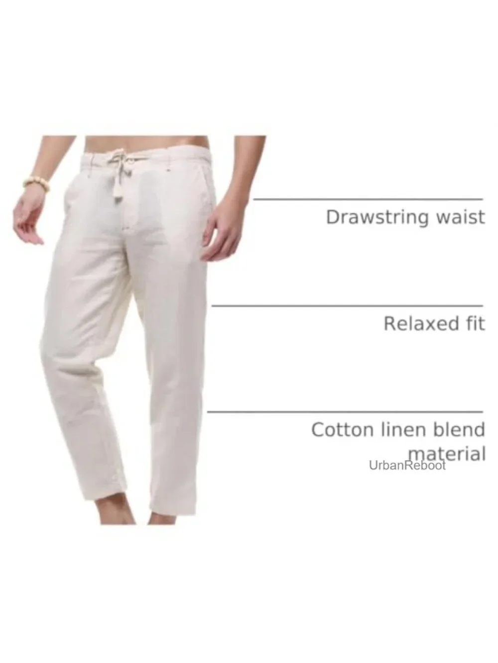 Men's Casual Drawstring Straight Fit Beach Linen Capri Pants